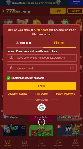 How to Login to 777 Tez Game