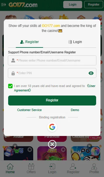 How to Register on Go1777 Game